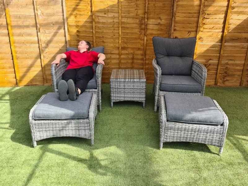 Sapcote Reclining Set in Grey Rattan